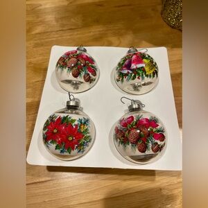 Christmas Ornaments Corning Glass Balls Pinecone Poinsettia Bells Original Box